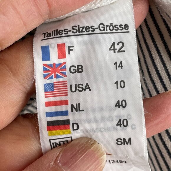 Saint James Women's Blue White Ticking Stripe Three Button Cotton Blazer US 10 - Picture 12 of 13